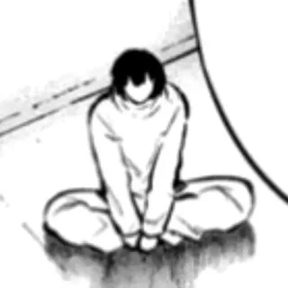 🎉 person, sitting, indoors, monochrome, art, figure telegram sticker