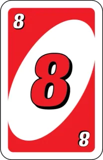 ❤️ 8 uno, card game, red, number whatsapp sticker