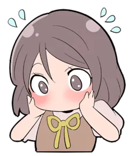 😳 Q版, 动漫, 女孩, 可爱, 脸红, 汗珠, 害羞 telegram sticker