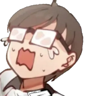 😥 Anime, Weinen, Brille, Emotional, Cartoon telegram sticker