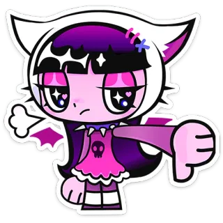 👎 Anime, Gótico, Pulgar Abajo, Dibujos Animados, Chica, Emo telegram sticker