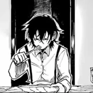 ⛓ essen, anime, manga, charakter, tisch, drinnen, mahlzeit telegram sticker
