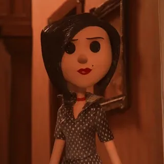🙂 Other Mother Coraline cartoon, character, movie, animation, stop motion, creepy, evil, other mother whatsapp sticker