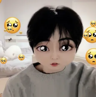 🥺 Emoji, Buồn, Dễ thương, Hoạt hình, Chân dung, Mắt telegram sticker