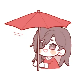 😁 зонт, мультфильм, чиби, милый, красный, персонаж, рисунок whatsapp sticker