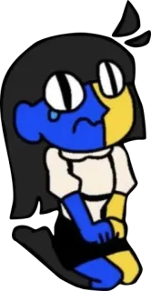 😭 ENA Karakter, Kartun, Sedih, Biru, Kuning telegram sticker