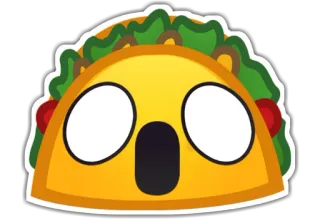 😱 ทาโก้, อิโมจิ, อาหาร, อาหารเม็กซิกัน, ตกใจ, ประหลาดใจ telegram sticker