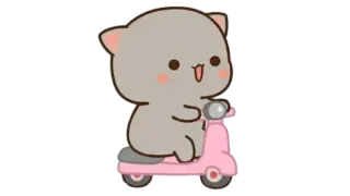 🍩 cat, scooter, cute, pink, kawaii, cartoon, adorable telegram sticker
