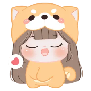 😼 desenho animado, menina, fofo, cachorro, coração, fantasia de animal telegram sticker