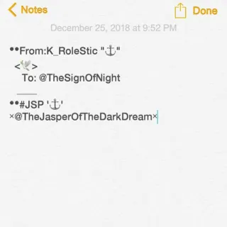 ⚓️ From:K_RoleStic +
To: @TheSignOfNight
#JSP ''
@TheJasperOfTheDarkDream telegram sticker