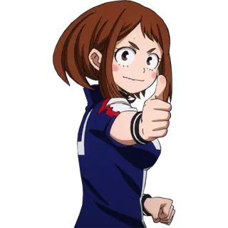 👍 Ochaco Uraraka My Hero Academia Anime, My Hero Academia, Ochaco Uraraka, Daumen hoch, Charakter, Manga whatsapp sticker