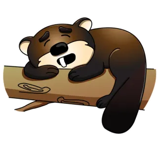 😴 castor, animal, dessin animé, dormir, bûche, mignon, autocollant whatsapp sticker