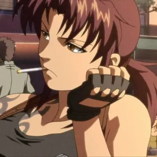 😒 Revy Black Lagoon Anime, Zigarette, Frau, Waffe, Revy whatsapp sticker