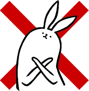 🙅 coniglio, coniglio, x, incrociato, no, vietato, non consentito telegram sticker