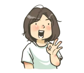 👌 소녀, 오케이, 귀여운, 승인, 제스처, 만화 whatsapp sticker