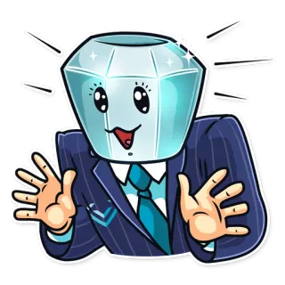 😮 diamante, dibujos animados, traje, corbata, kawaii, personaje, gema, feliz whatsapp sticker