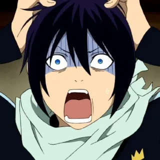 🎴 Yato Noragami Anime, Personaggio, Espressione, Paura, Shock, Panico whatsapp sticker