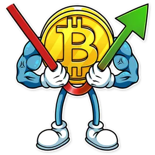 💪 bitcoin, criptovaluta, soldi, finanza, investimento, cartone animato, adesivo telegram sticker