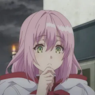 🤔 Anime, Rambut merah muda, Lucu, Perempuan, Karakter telegram sticker