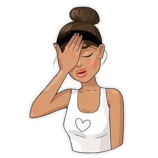 🤦‍♀️ mujer, facepalm, dibujos animados, pegatina, chica, expresión, decepción telegram sticker