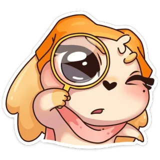 🔎 собака, детектив, лупа, мультфильм, милый, расследование whatsapp sticker
