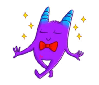 🎗 Monster, Cartoon, Lila, Fliege, Glitzer, Süß whatsapp sticker