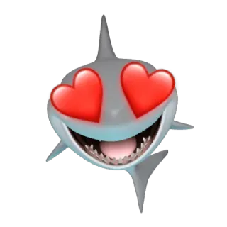 🦈 tubarão, olhos de coração, emoji, amor, peixe telegram sticker