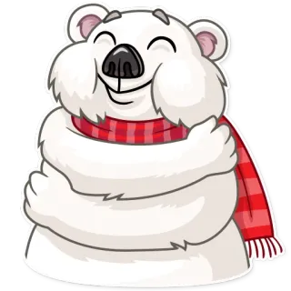 🤗 Eisbär, Bär, süß, Cartoon, Schal, Winter, Tier telegram sticker