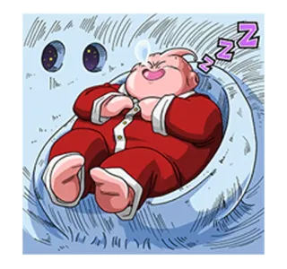 😪 Majin Buu Dragon Ball Z Zzz Majin Buu, Dragon Ball Z, anime, assonnato, cartone animato, dormire, rilassato telegram sticker