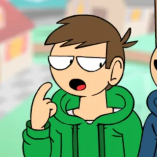 😮 Edd Eddsworld การ์ตูน, ตัวละคร, เสื้อฮู้ดสีเขียว whatsapp sticker