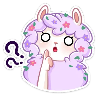 😔 lama, domanda, carino, animale, adesivo, cartone animato whatsapp sticker