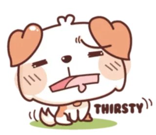🥵 개, 만화, 슬픈, 지친, 동물, 귀여운, 스티커 telegram sticker