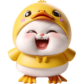 👹 kot, kaczka, słodki, uroczy, zwierzę, żółty, kreskówka telegram sticker