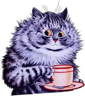 👀 chat, thé, tasse, chaton, mignon, animal, animal de compagnie telegram sticker