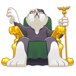 👎 chat, trône, roi, animal de compagnie, animal, royal, dessin animé whatsapp sticker