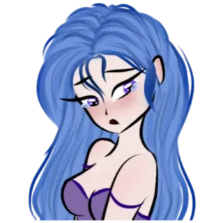🥺 만화, 여자, 파란 머리, 애니메이션, 소녀, 여성, 스티커 telegram sticker
