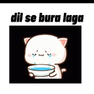 💔 dil se bura laga gato, triste, llorando, molesto, mono whatsapp sticker