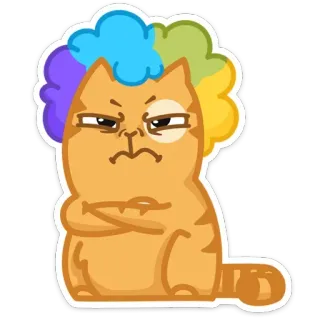 😡 chat, en colère, mignon, dessin animé, arc-en-ciel, poilu, animal de compagnie telegram sticker