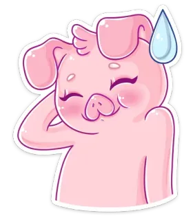 🤪 schwein, tier, cartoon, schweiß, rosa, niedlich, emoji telegram sticker