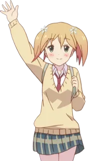 👋 garota anime, uniforme escolar, acenando, fofa, desenho animado, ilustração telegram sticker