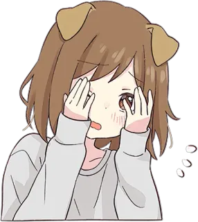 😳 Anime, Gadis, Telinga anjing, Lucu telegram sticker