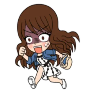 😰 Мультфильм, Бег, Женщина, Испуганный, Чиби, Аниме, Наклейка telegram sticker