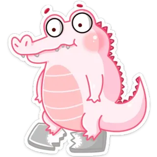 😨 Crocodilo, Jacaré, Desenho animado, Fofo, Rosa, Animal telegram sticker