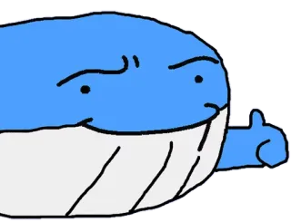 👍 クジラ, 青, 漫画, 動物, 海の生き物, 可愛い, イラスト telegram sticker