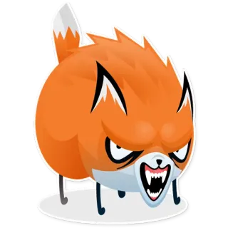 😡 volpe, cartone animato, animale, arancione, peloso, carino, adesivo whatsapp sticker