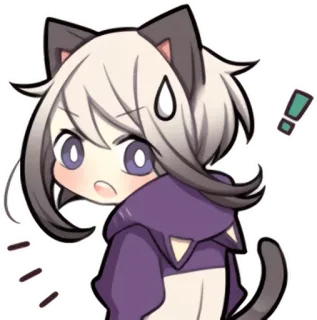😮 Anime, Nekomimi, Kawaii, Sticker, Chibi, Mignon, Fille anime, Oreilles de chat whatsapp sticker