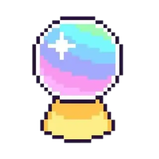 🌈 crystal ball, fortune telling, magic, pixel art telegram sticker