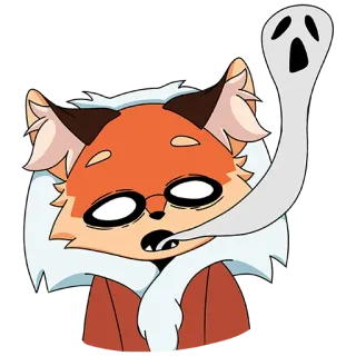 ⚰️ raposa, fantasma, desenho animado, animal, adesivo, personagem telegram sticker