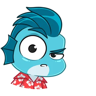 🐟 cartone animato, personaggio, pesce, adesivo, blu, camicia tropicale telegram sticker