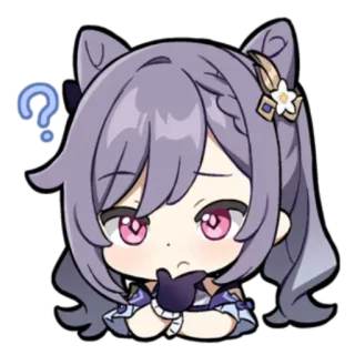 ❔ Keqing Genshin Impact Anime, Mädchen, Frage, Videospiel, Keqing, süß whatsapp sticker